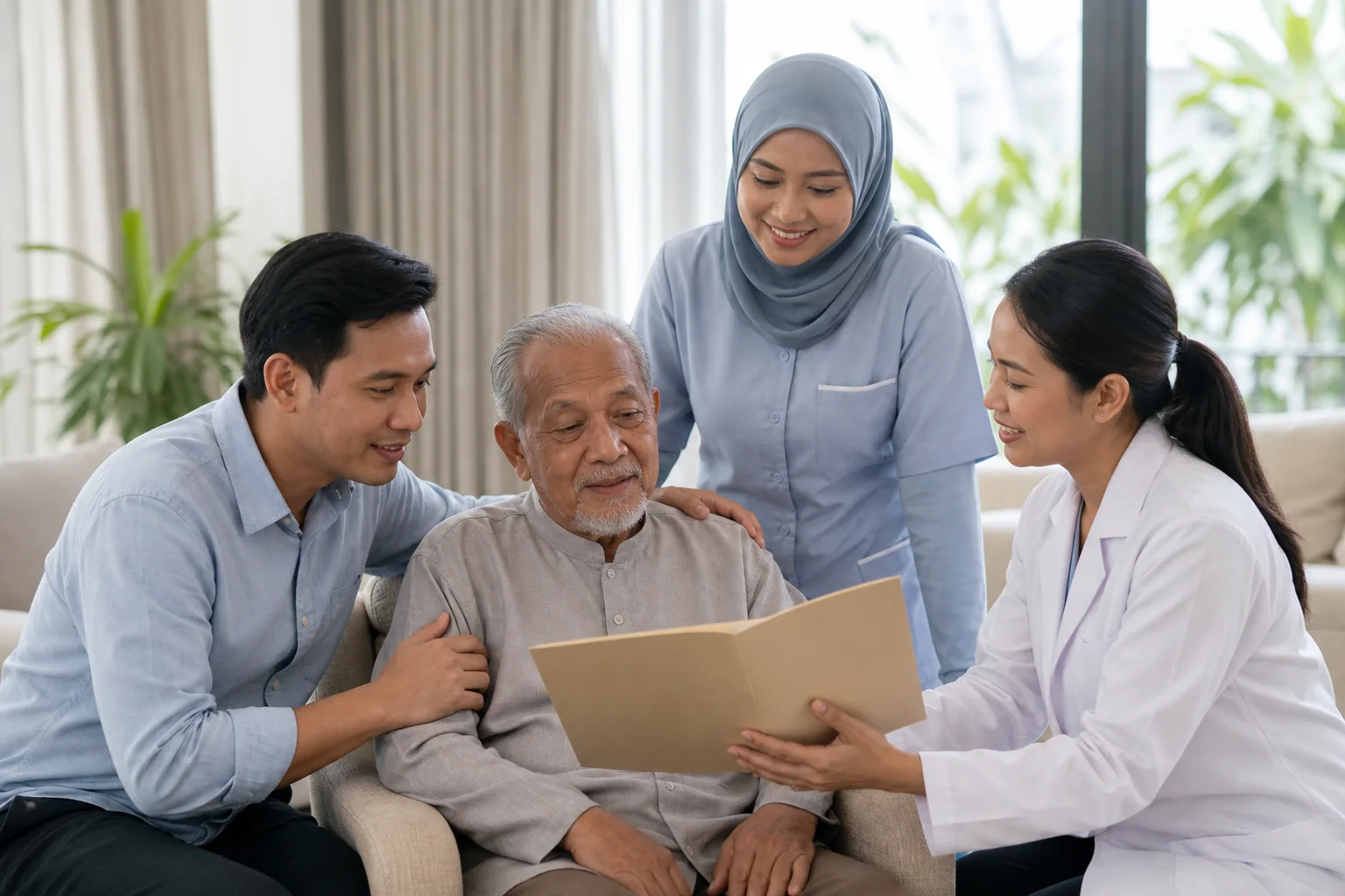 Penghuni Melayu Malaysia, keluarga dan pasukan penjagaan melengkapkan serahan penjagaan mulut